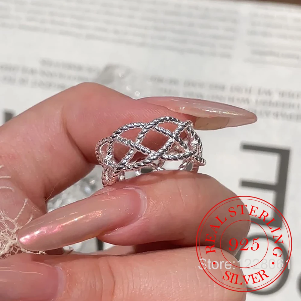 

Корейское кольцо из стерлингового серебра 925, простая линия, регулируемое кольцо-обещание для женщин, романтические украшения для свадебной вечеринки
