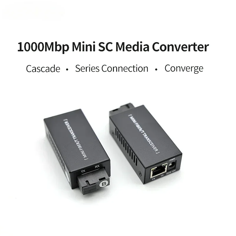 1 Pair Gigabit 100/1000M A/B SC Ethernet Fiber Switch Media Converter Rj45 Optic Transceiver 20KM fibra Switch with Power Supply