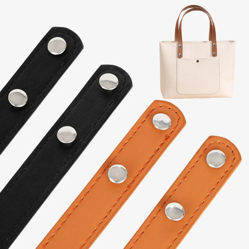 

2pcs Pu Bag Handles Detachable Handles For Women'S Bags Solid Color Accessories For Handbags DIY Shoulder Bag Strap With Rivets