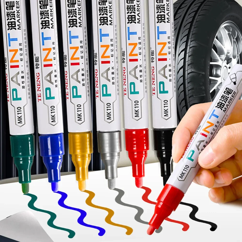 

Car Paint Scratches Repair Brush Pen Waterproof Water Paint Marker Pen Car Tire Tread Care Automotive Black White Red Silver