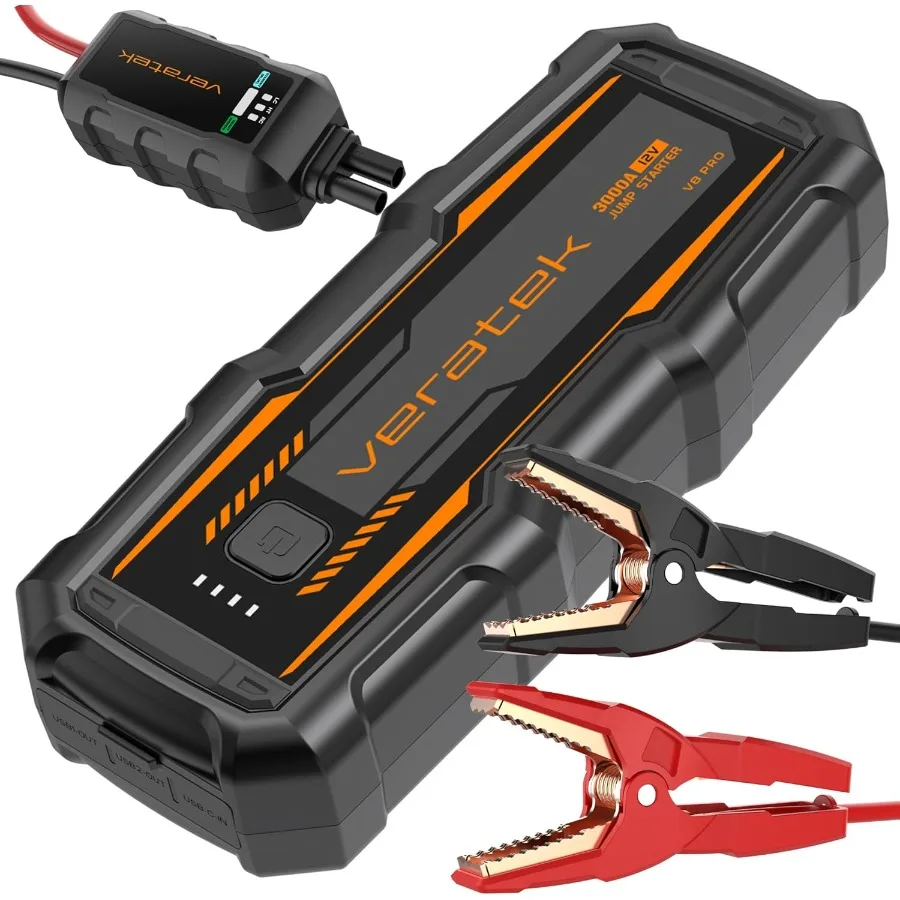 

V8 Pro 3000A Car Battery Jump Starter Portable for 8.0L Gas 6.0L Diesel Vehicles 12V Lithium Battery Booster Pack with SmartCha