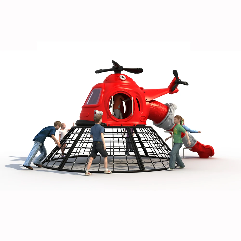Outdoor Kids Climbing Frame, Helicopter Slide Playground Set, 2 in 1 Play Equipment for Garden Backyard