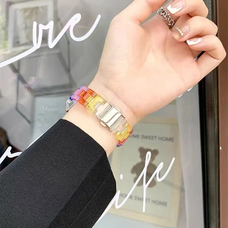 Slim Strap For Apple Watch ultra series 9 8 7 41mm 45mm 44mm 40mm 42 38mm glacier Pride bracelet Smart Band Iwatch 6 5 4 3 Se