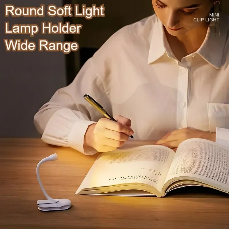 Mini Book Light: Portable Clip Night Light with USB Charging,Led Dimmable,Eye-Protecting for Bedroom,Camping,360° Flip Book Lamp