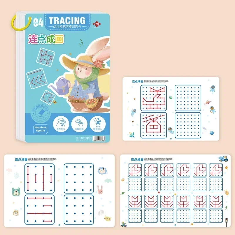 Tracing Workbook Montessori Bücher 32 Seite Pen Control Training früh kindliche Heft wieder verwendbare Kalligraphie Copybook