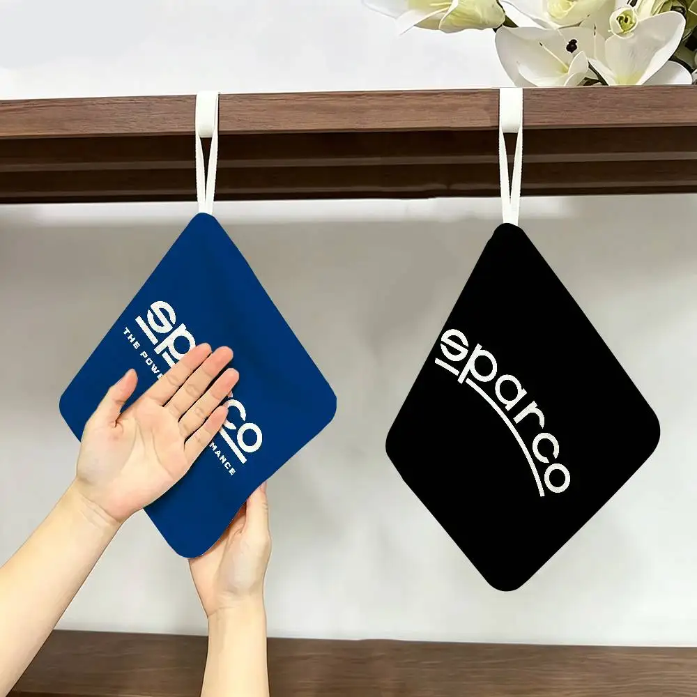 S-Sparcos Logo Hanging Kitchen Towel, Polyester Cotton Material, Wear Resistant Hand Wiping Towel for Home