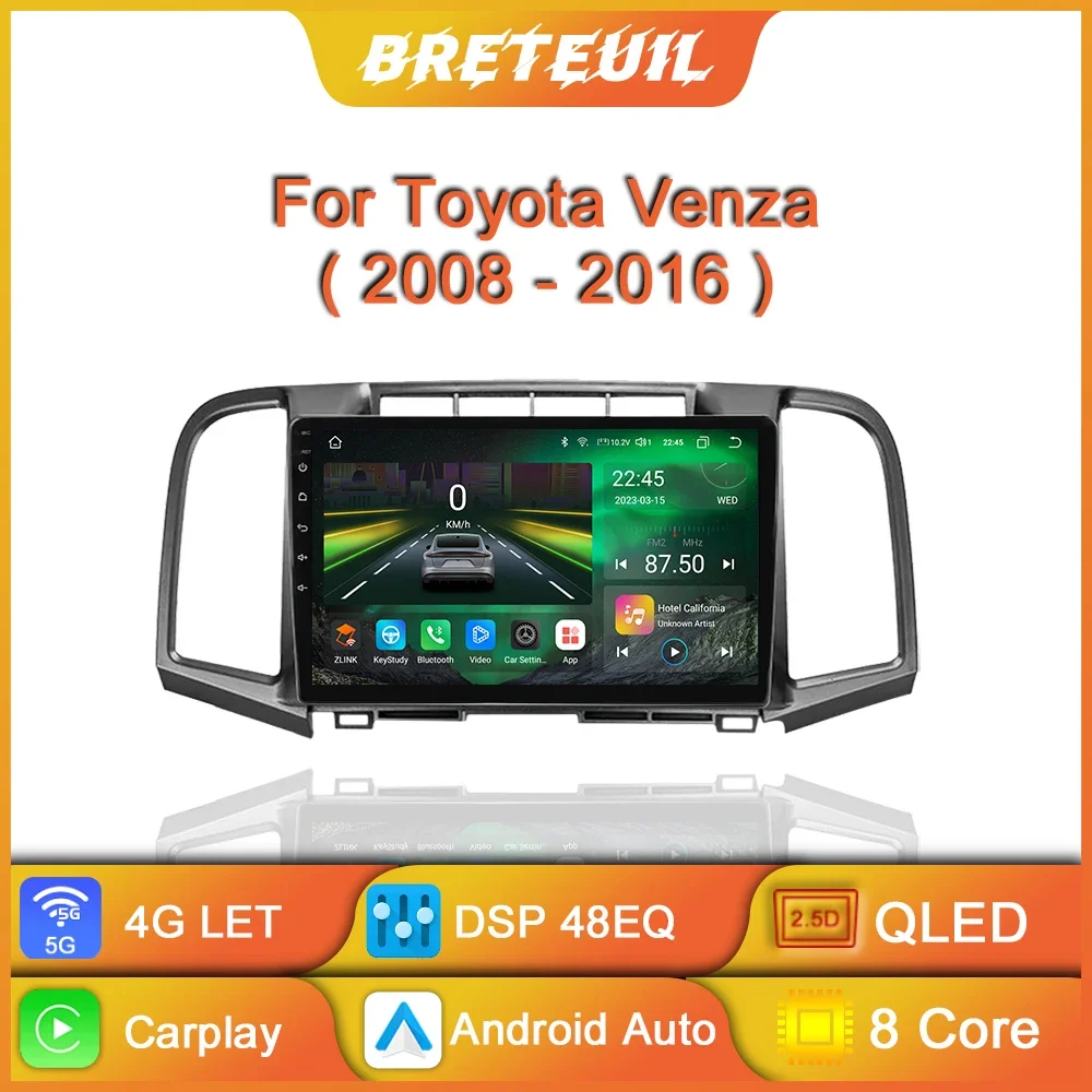 For Toyota Venza 2008 - 2016 Car Radio Android Multimedia Player Navigation GPS Carplay Screen Auto Stereo Intelligent System