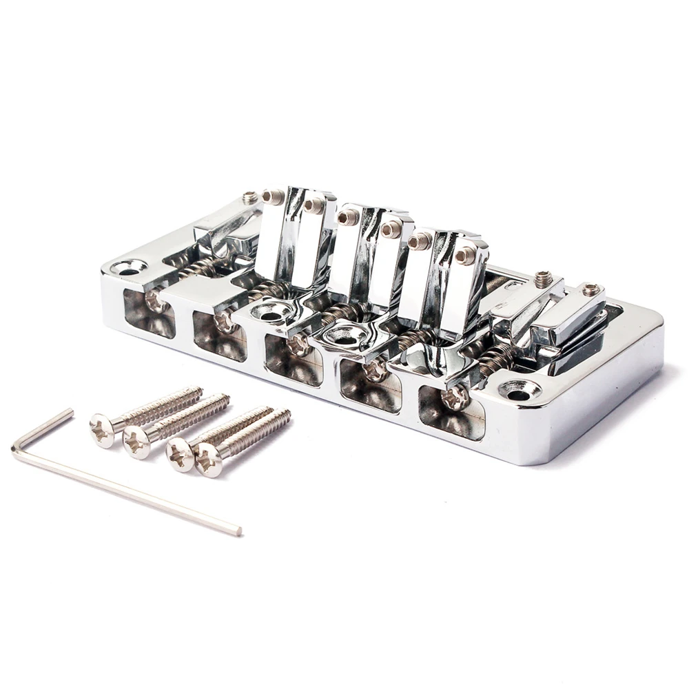 Electric Bass Guitar Accessories Parts Top Load Or Strings Through Body A Set Chrome Vintage L Shape Saddle Bridge For 5 Strings