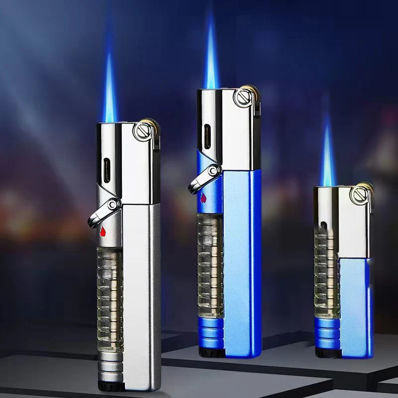 New Windproof Butane Metal Lighter Refillable Butane Safety Lock Lighter BBQ Ignition Cigar Cigarette Gadgets Men Birthday Gifts