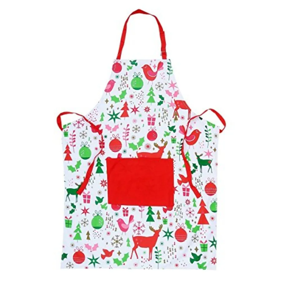

Red and White Chef Aprons with Pockets and Adjustable Neck and Waist TiesMachine Washable Prefect for Cng Baking Crafting 100%