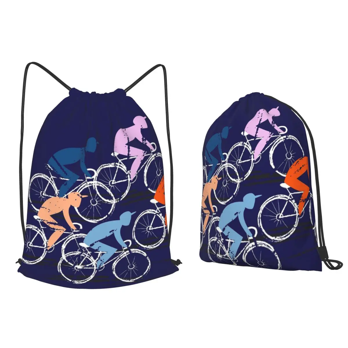 Ride To Win Navy Backpacks Multi-function Drawstring Bundle Pocket Sports Bag Book Bags for Man Woman Students