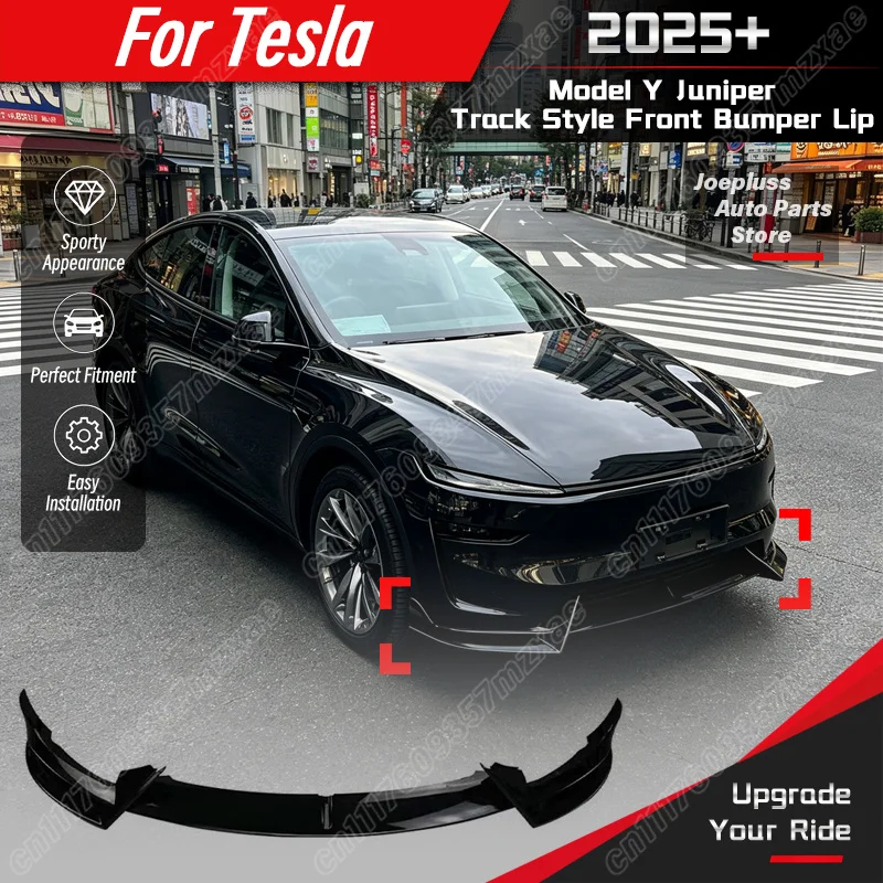 For Tesla Model Y Juniper 2025+ Car Track Style Front Bumper Lip Vehicle Front Splitter Body Decoration Modification Kit