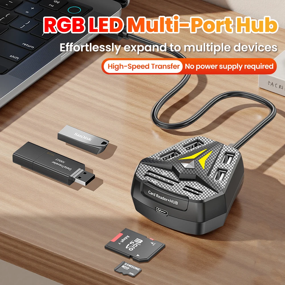 

Multi-functional USB 2.0 HUB MS/SD/M2/TF Card Reader Multi Ports Hub Combo For Laptop Computer Accessories Hub Type C Adapter