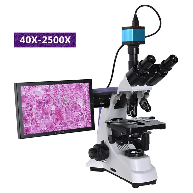 Professional Lab Biological Electronic Digital Camera, Trinocular Microscope, Zoom 2500X   2/16MP, USB, VAG, 10LCD