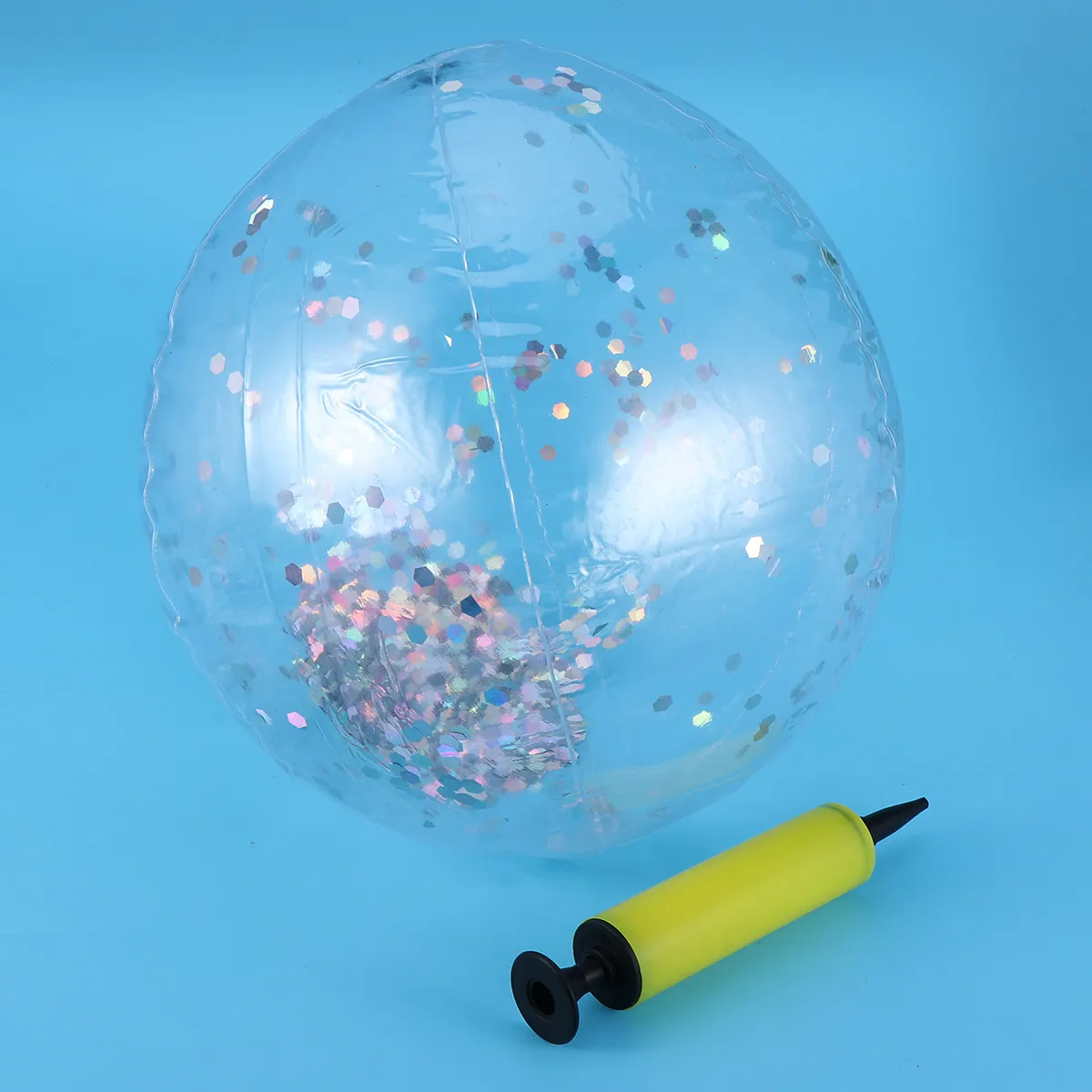 Sequin Glitter Beach Ball Transparent Inflatable Ball for Children Summer Pool Beach Indoor Play Party Favor Photo Prop Silver