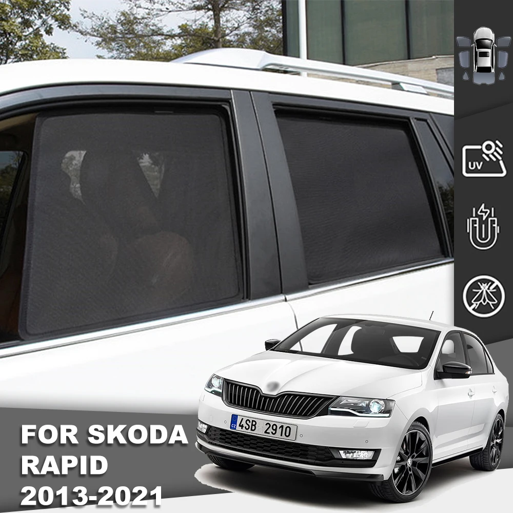 

Для Skoda Rapid Liftback 2012-2022 Магнитный автомобильный козырек от солнца, передняя рама лобового стекла, занавеска, детское заднее боковое окно, козырек от солнца