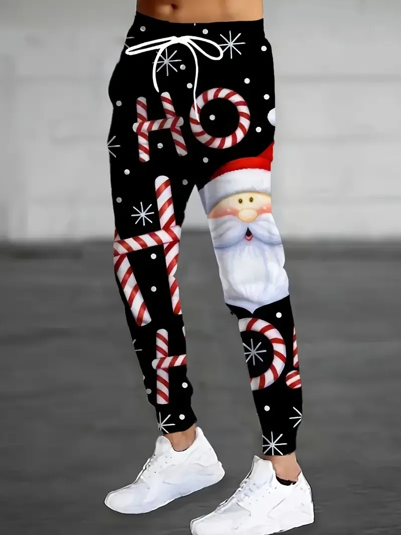 

The new men's trousers for Spring and Autumn 2025 are casual fashionable soft and comfortable with 3D Santa Claus prints