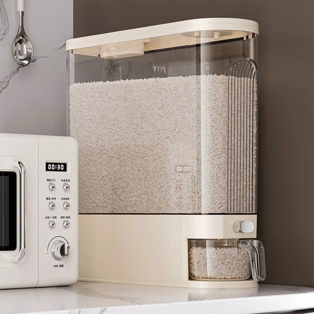 Transparent Narrow Long Rice Bucket Insect-Proof Press Type Rice Dispenser With Measuring Cup Large Capacity Rice Storage Box
