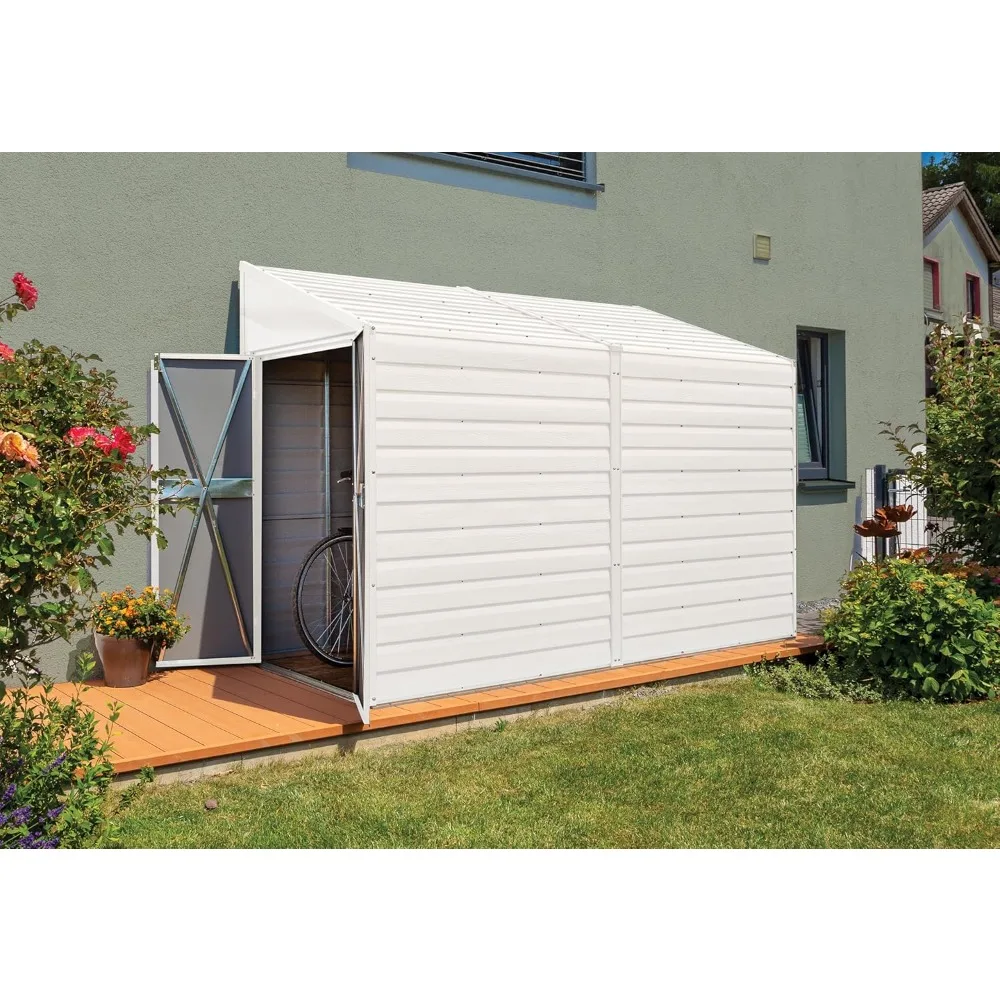 

Compact Galvanized Steel Storage Shed with Pent Roof, 4' x 10' Storage Shed