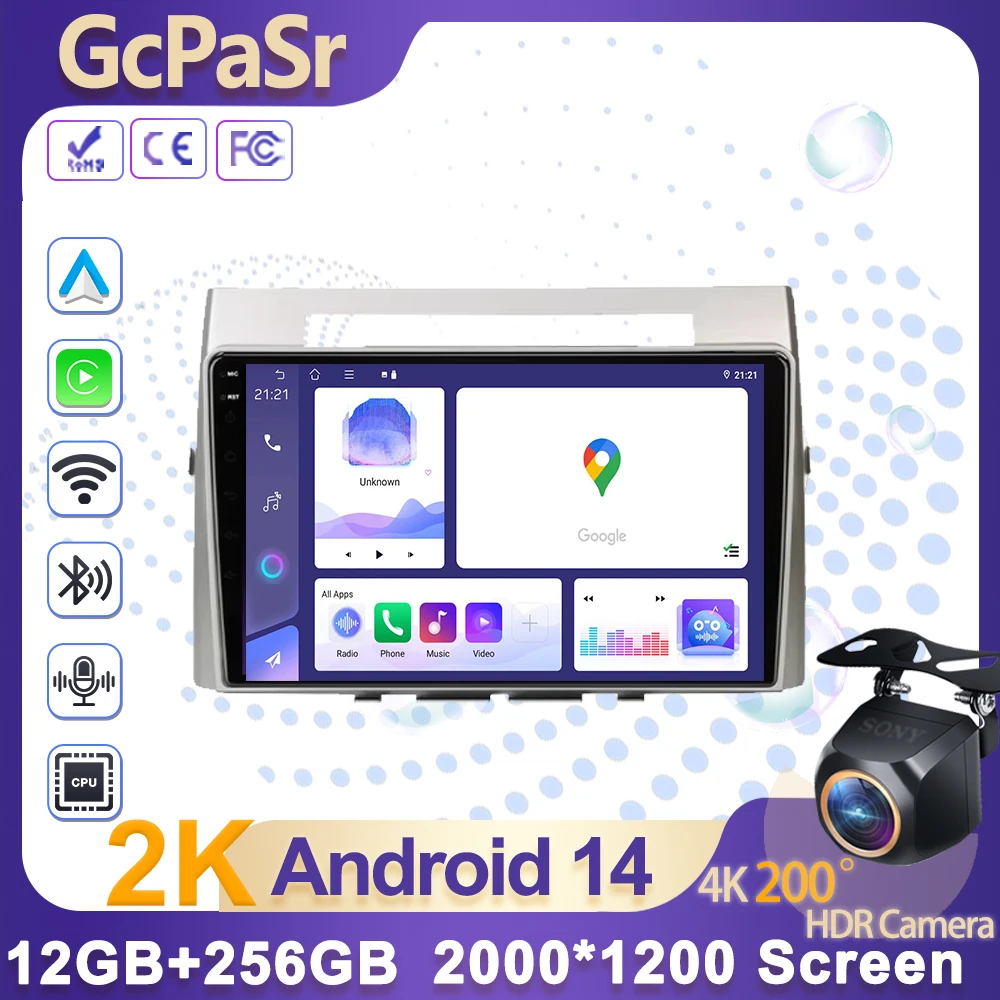 

Android14 Car Stereo Radio Multimedia Video Player For Toyota Corolla Verso2004 2005 2006 2007-2009Navigation GPS 2 Din Carplay