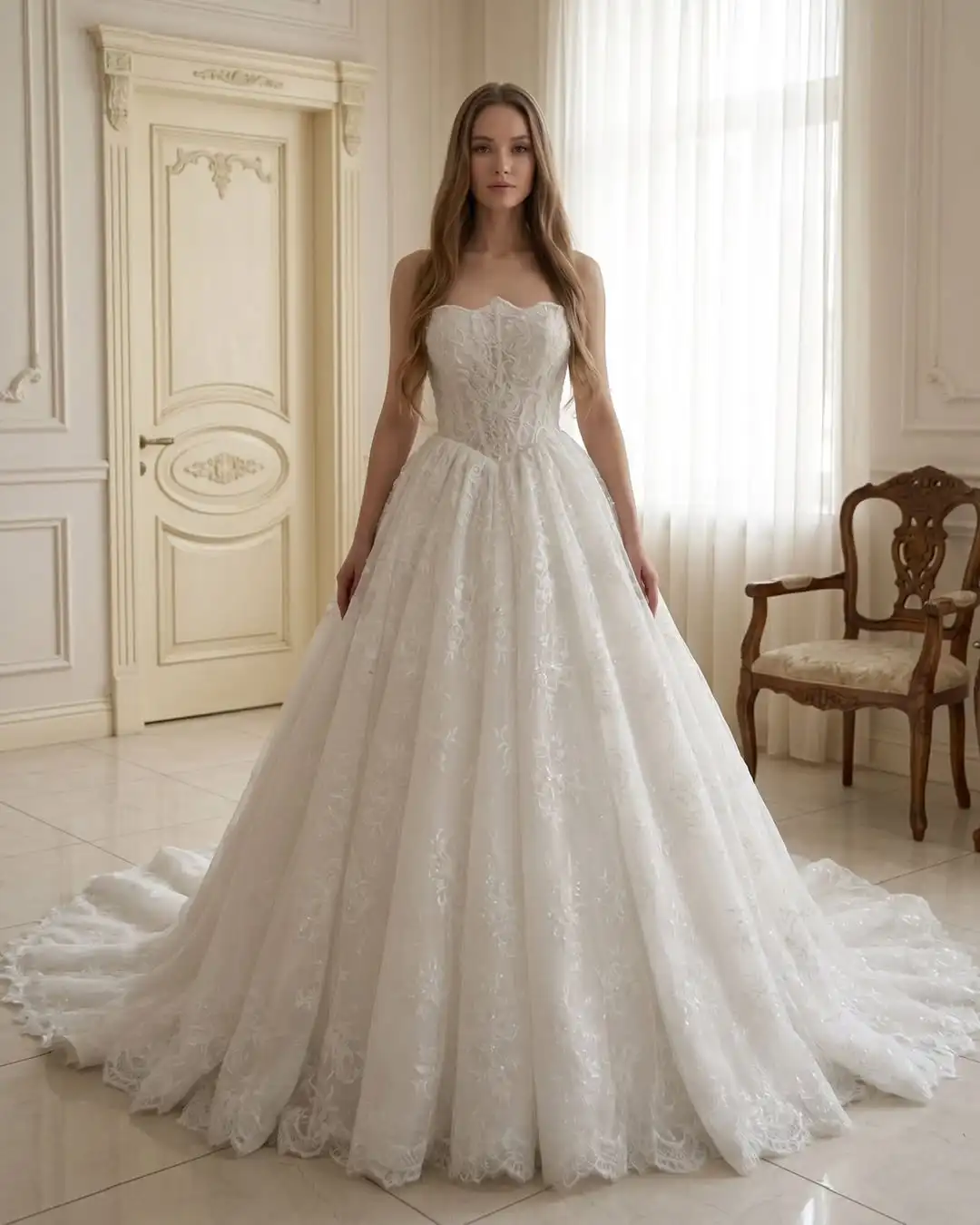 Luxury Lace Ball Gown Wedding Dress for Women 2026 Corset Back Bridal Gown Princess Custom Made amanda novias official Vestido
