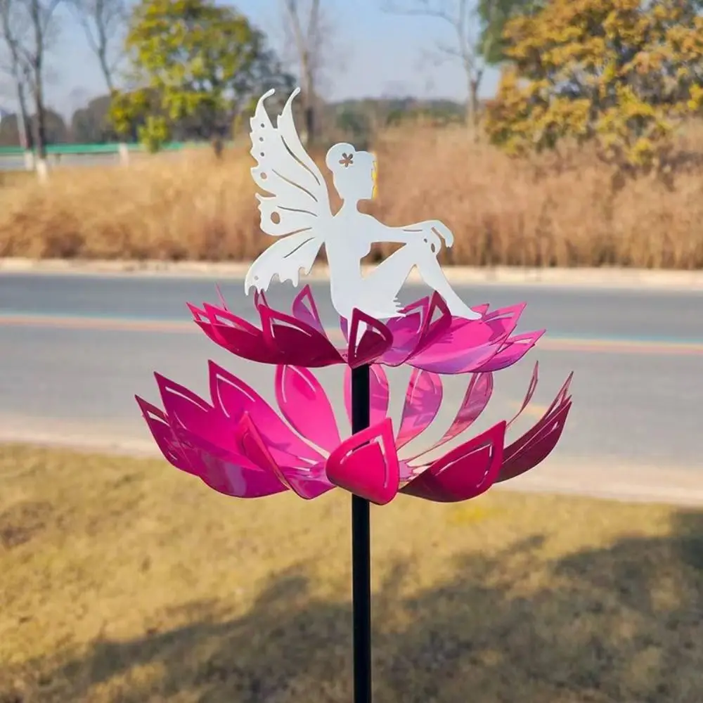 

Rotating Garden Flower Fairy Sculpture Iron Art Creative Metal Windmill Detachable Wind Spinner Spring Patio