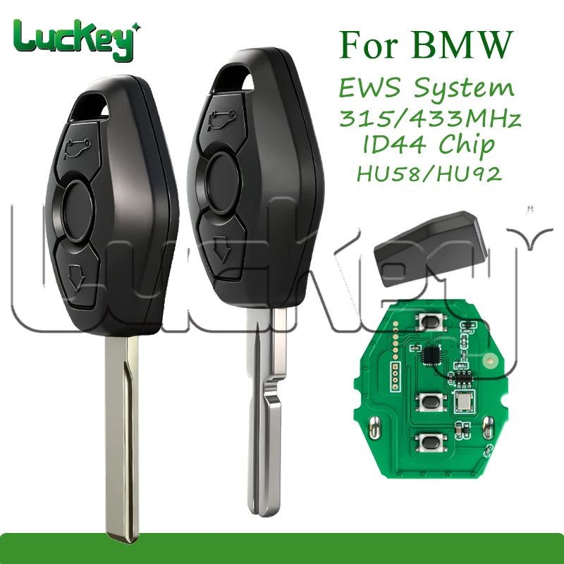 

EWS System Car Remote Key Fob For BMW 1/3/5/7 Series E38 E39 E46 330 325 525 X3 X5 Z3 Z4 ID44 Chip 315/433MHz HU58 HU92 3 Button