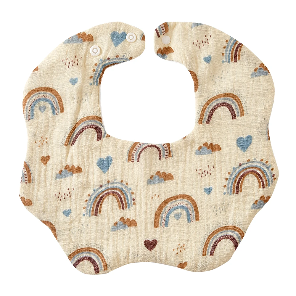 HappyFlute New Print  Bamboo Cotton Gause 360° Degree Rotate Bib Infant Burp Cloths Bandana Scarf For Kid Feeding