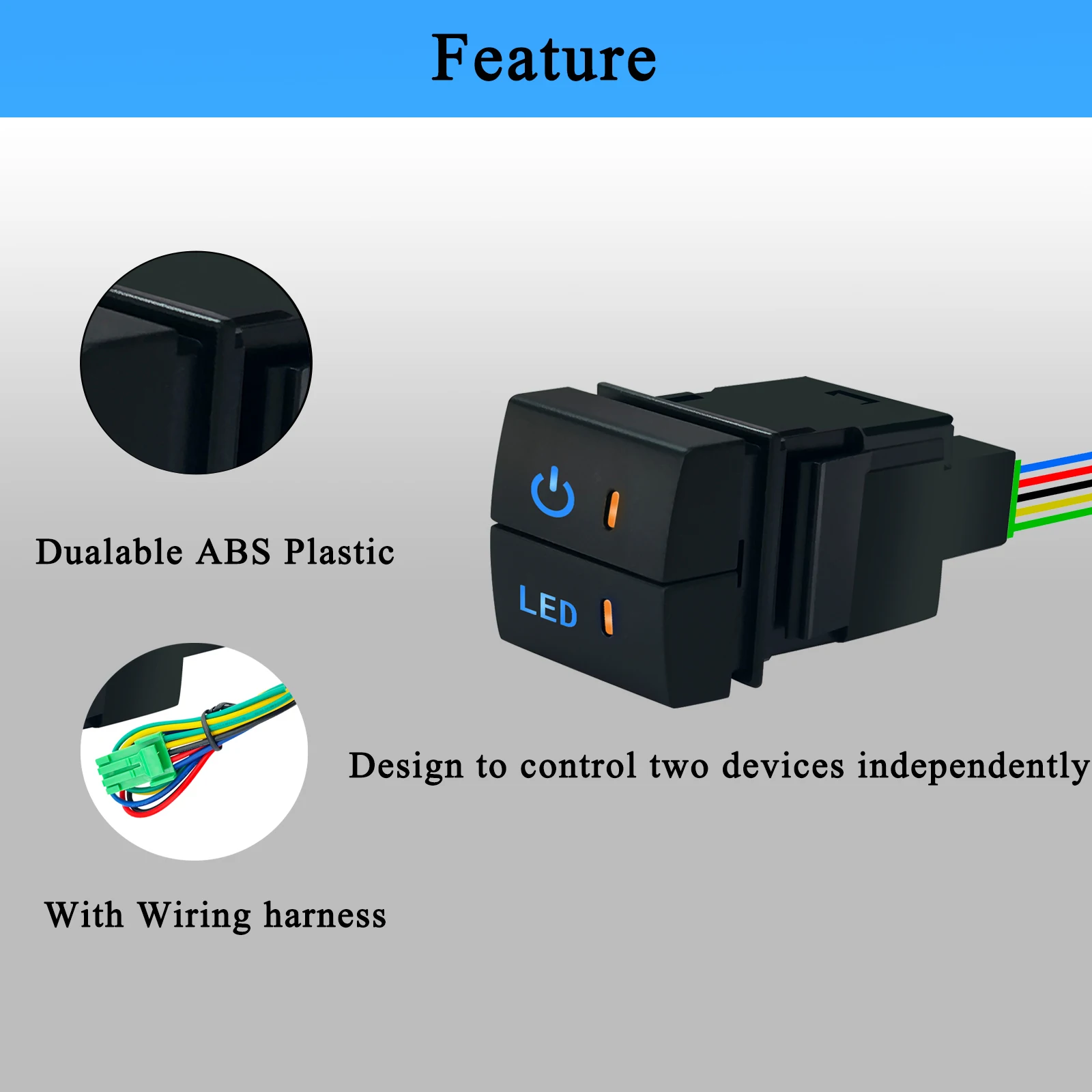 12 فولت المزدوج زر الطاقة المحرك Led أضواء دفع التبديل على إيقاف التبديل لتويوتا كورولا 4 عداء هايس برادو كامري لاندكروزر RAV4 #2