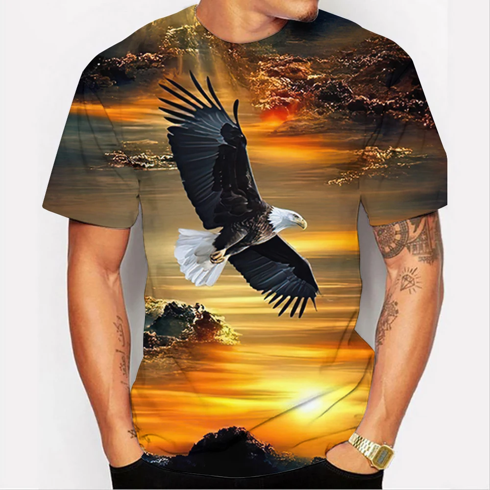 American Eagle Graphics T-Shirt For Men 3D Print Tees Animal Camisetas Pattern Short Sleeve Tops Summer Casual Men\'s Clothing