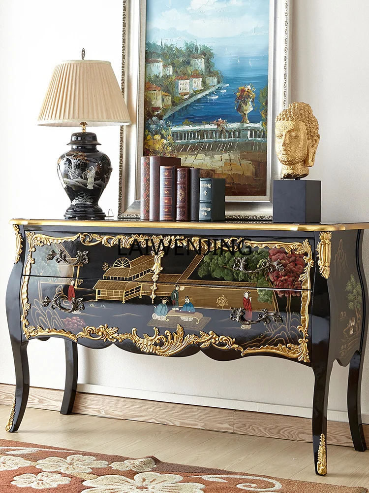 

LYN European-style entrance cabinet American retro solid wood paint storage two-chest cabinet painted furniture