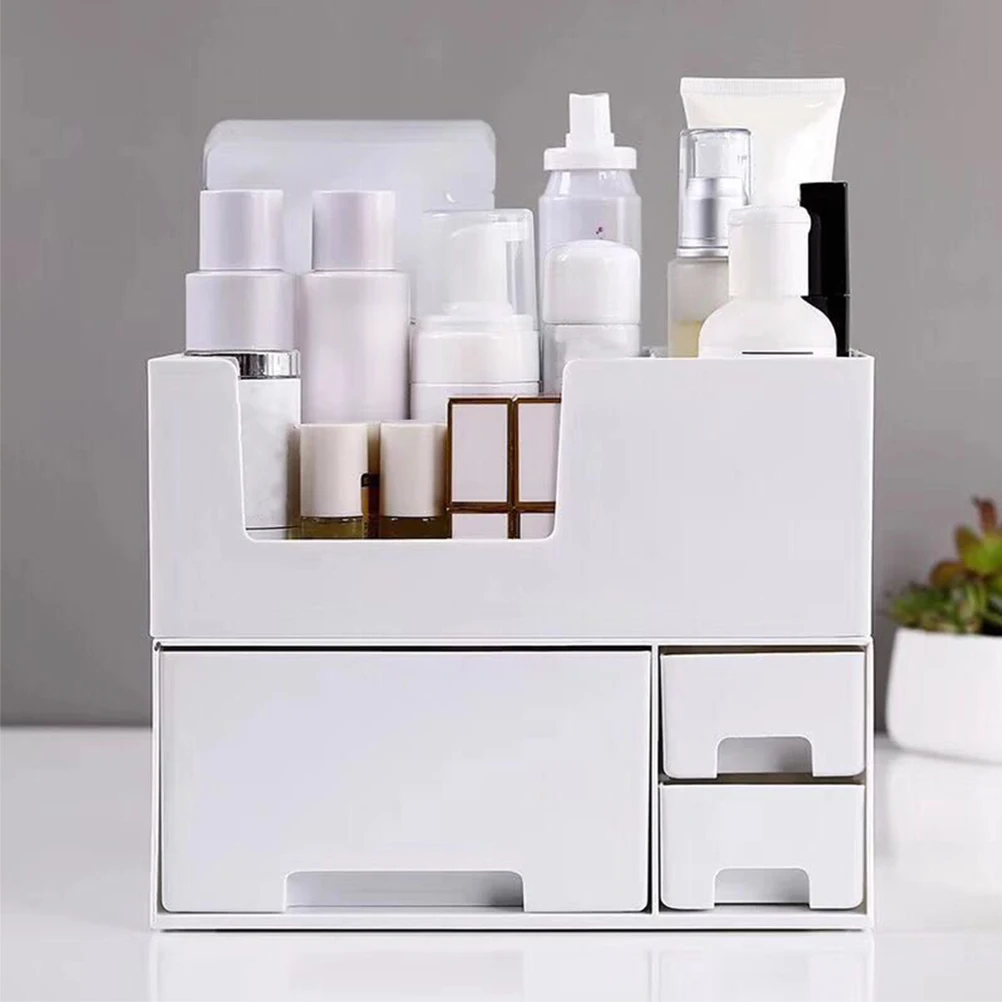 

Plastic Storage Box Durable White Color Makeup ganizer Bathroom Countertop Desktop ganizer Jewelry Holder Easy Clean