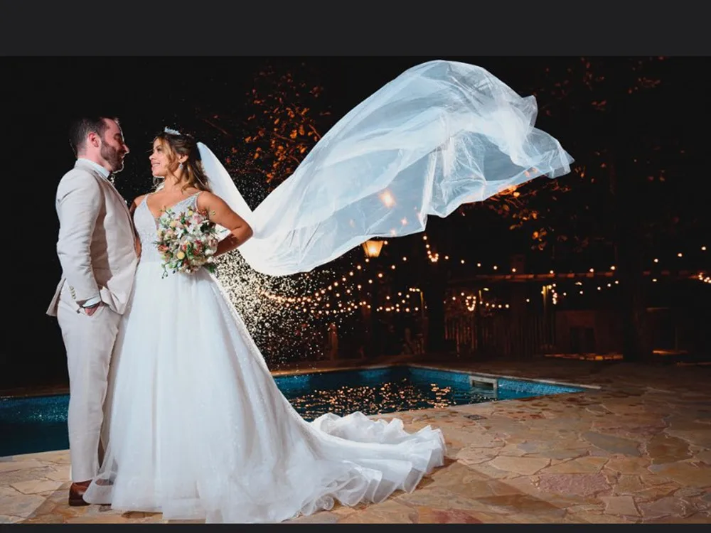 Velo de novia con imagen física de marfil blanco, velo de novia suave de 3 metros de largo con peine, accesorios de boda