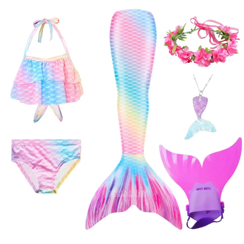 Traje de baño de cola de sirena para niña, traje de baño de dos piezas, ajuste cómodo, traje de baño de sirena, ropa de playa, Bikini de Cosplay de Halloween