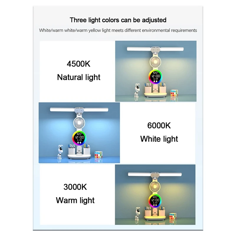A74E-Led الجدول مصباح للدراسة لمبة مكتب القراءة ضوء Led ضوء الليل ساعة ليد عرض القراءة مكتب ضوء المكونات في نموذج