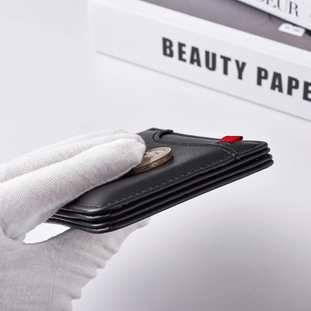 محفظة قصيرة رفيعة للغاية للرجال مع فتحة بطاقة الهوية وبطاقة البنك ومحفظة كاجوال للأعمال لنافذة الصور للشباب #6