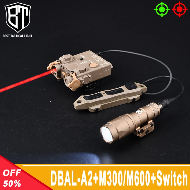 WADSN DBAL-A2 Red Green Spot Aiming Laser M300M600 Tactical Flashlight Hunting LED Scout Light With Dual Control Pressure Switch