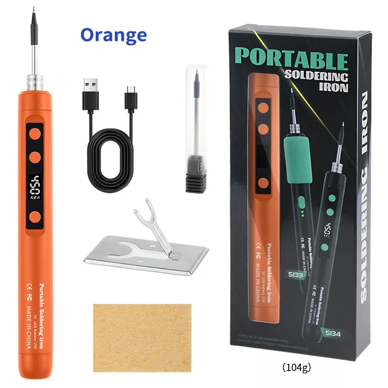 

5134 USB Digital Display Soldering Iron, 3-Speed Adjustable Temperature 5V 15W Portable Welding Kit for Home & Outdoor Repair