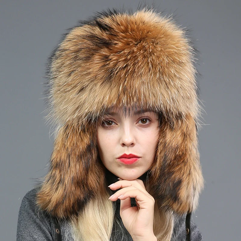 

Fox Fur Hat Genuine Leather Lei Feng Hat For Men Winter Ear Protection Hat Keep Warm Bomber Leather Hat Real Fox Fur Hat Russian