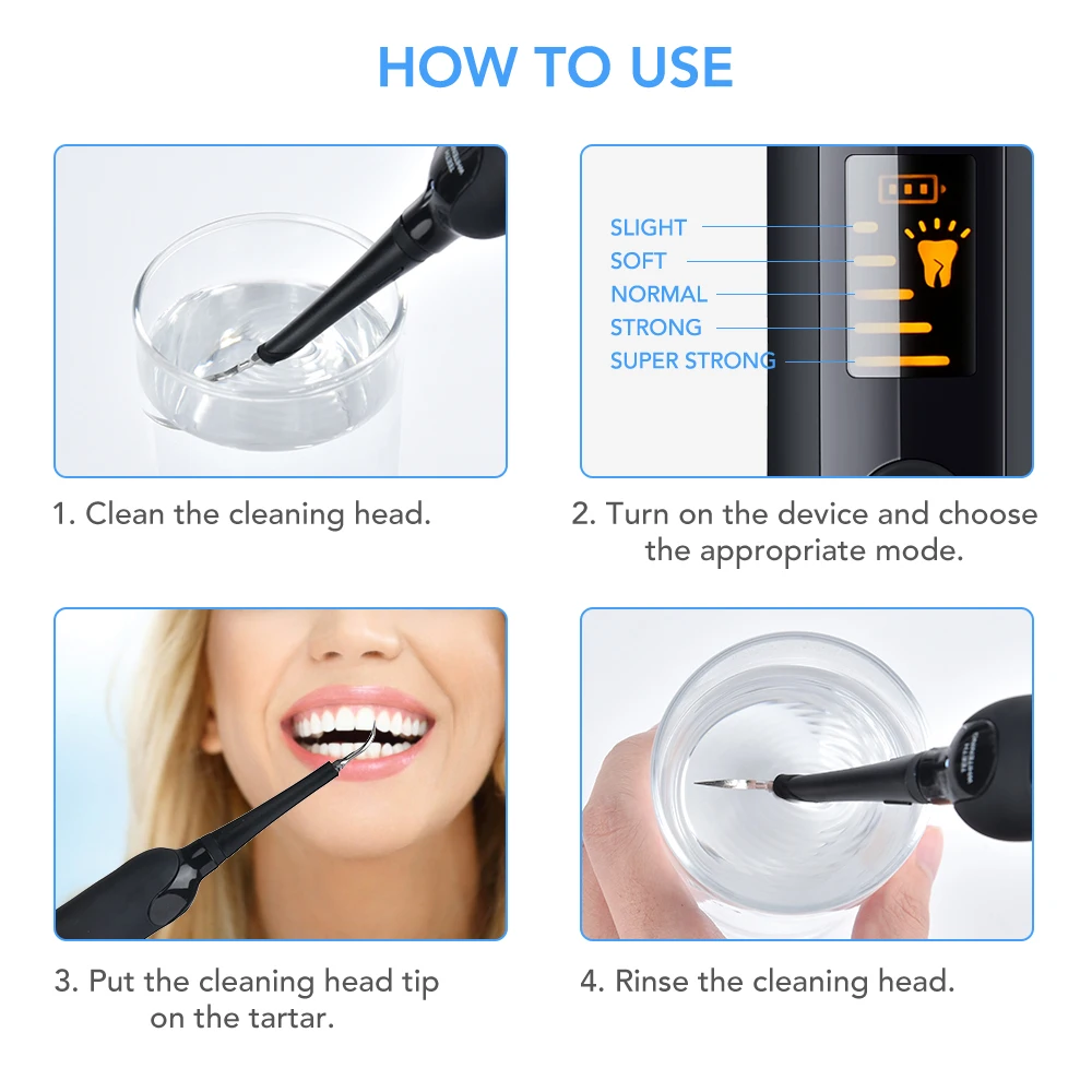 2021 Electric Teeth Whitening Tooth Stains Tartar Scraper Remove Teeth Cleaner Oral Irrigation Care High Frequency Dental Tool