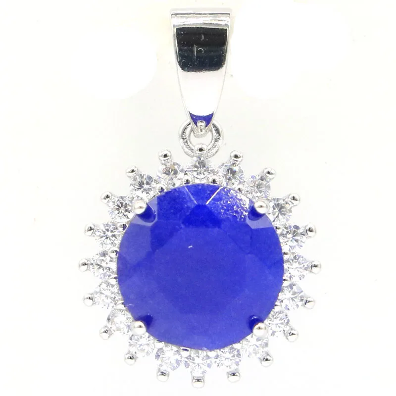 Buy 3 Get 1 Free 25x16mm Fantastic Real Blue Sapphire Real Green Emerald Real Red Ruby White CZ Woman's Silver Pendant