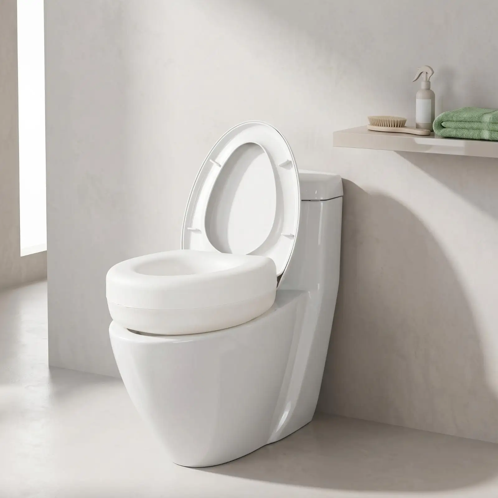 Toilet Seat Riser Ergonomic Rounded Design Stable Lift 11 Cm Toilet Raiser for Disabled Adults and Elderly Assistance