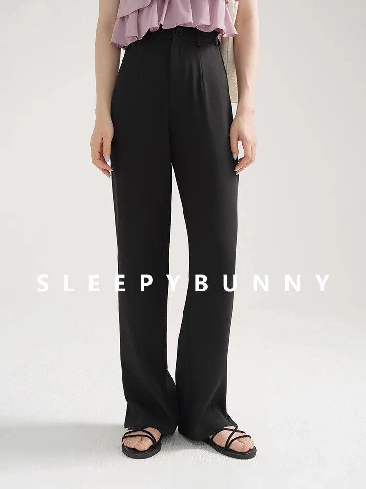 

High Waist Wide Leg Pants Women Summer Slimming Split Hem Trousers Loose Casual Straight Leg Long Pants Daily Office Street Look