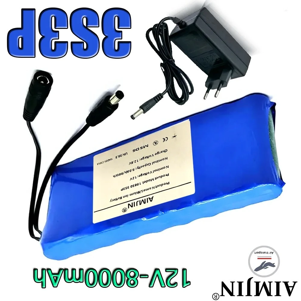 

12V 18650 lithium battery pack 3s3p with BMS 12V 8000mAh ultra large capacity rechargeable battery+ 2A charger