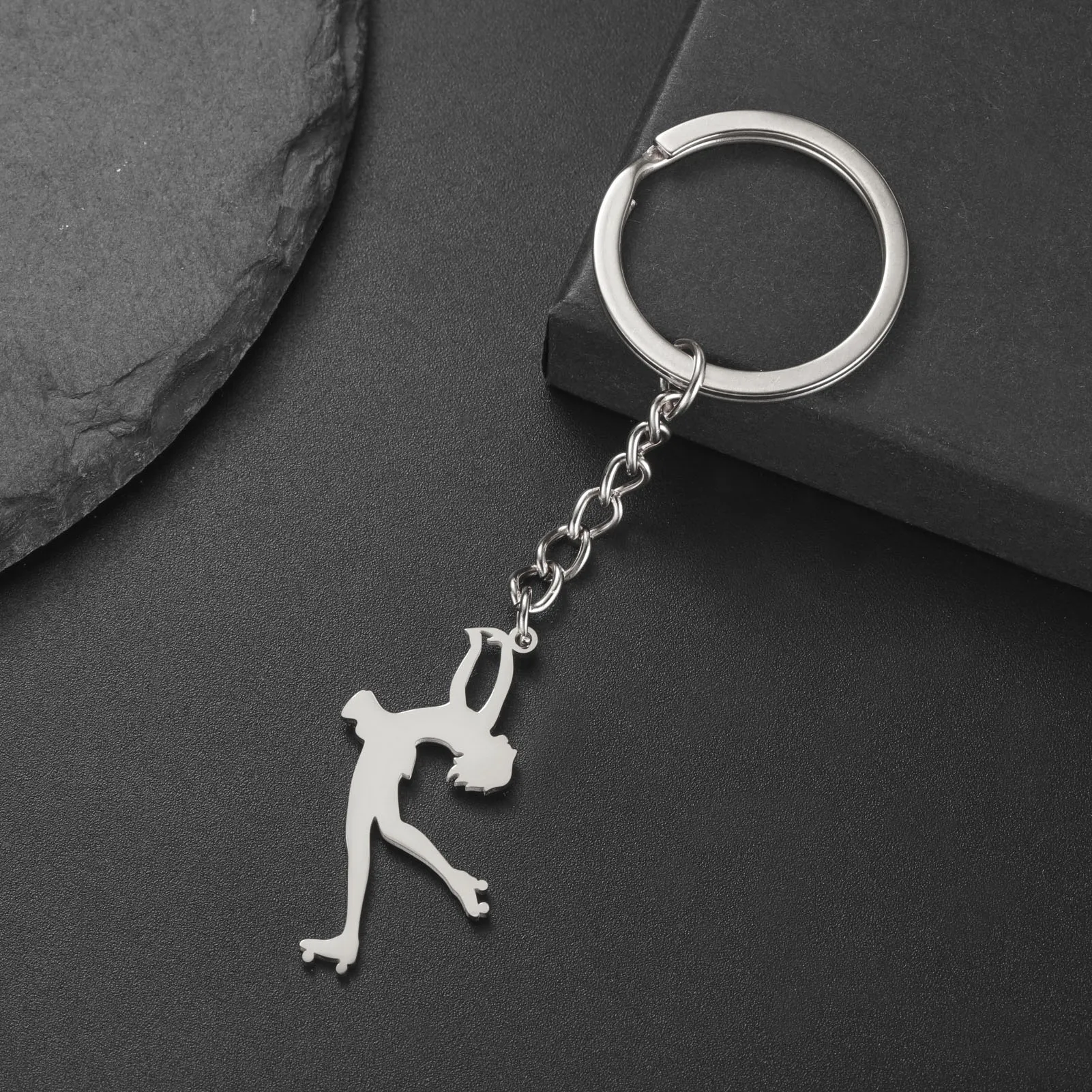 COOLTIME Figure Ice Skater Keychain Stainless Steel Roller Skating Sport Girls Pendant Keyring Jewelry Gift Trend