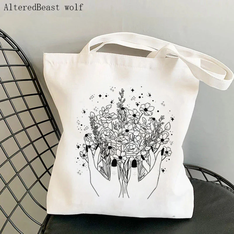 Women Shopper bag Wildflowers Among the Stars Bag Harajuku Shopping Canvas Shopper Bag girl handbag Tote Shoulder Lady Bag
