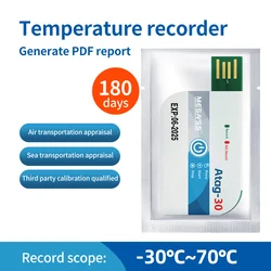 180 Days Disposable Temperature Data Logger USB Data Recorder PDF Report Temp Alarm with LED Indicator for Cold Chain Transport