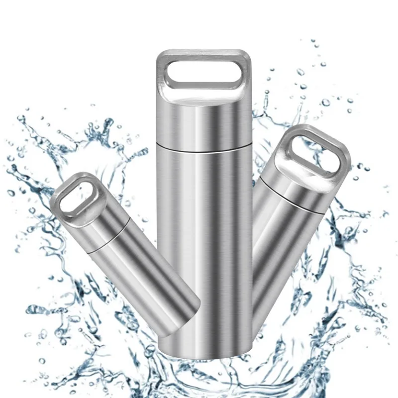 Outdoor travel sealed jar pendant pendant stainless steel survival waterproof jar portable medicine bottle portable mini sealed