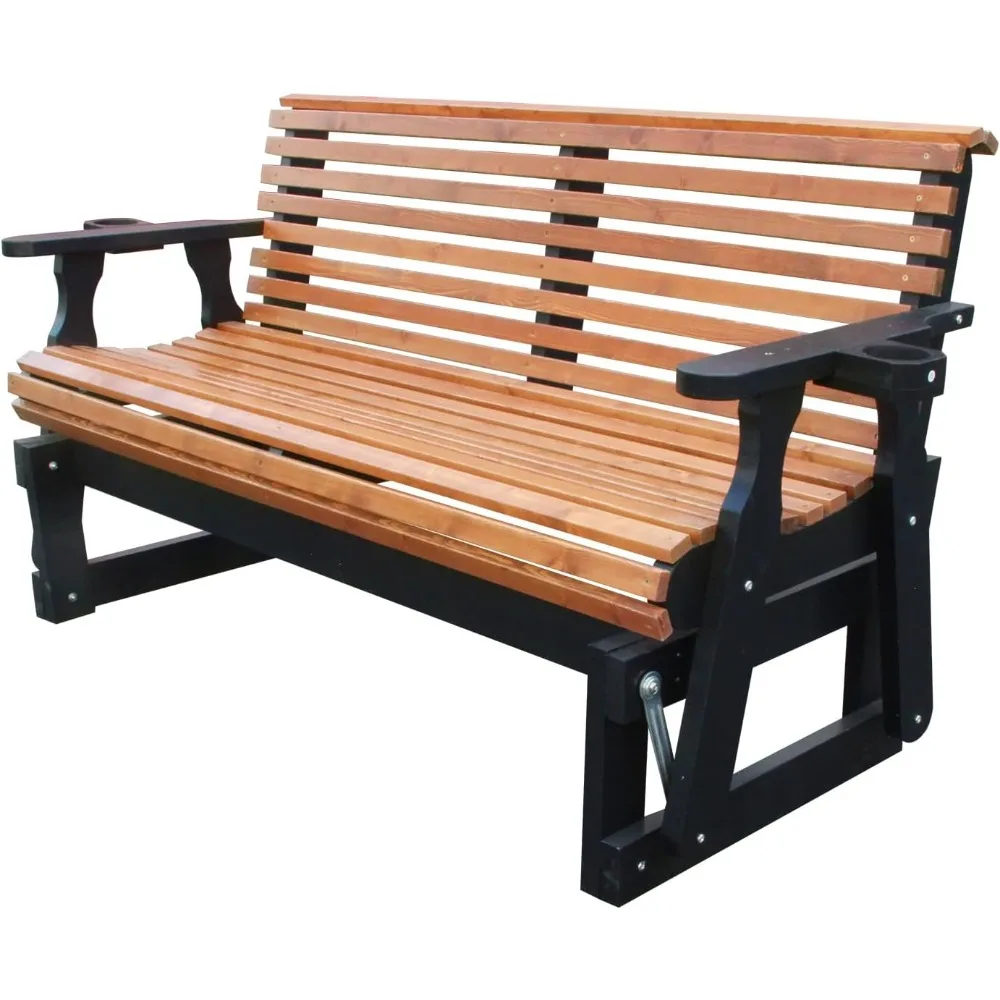 

Wooden 5FT Patio Glider Bench, Heavy Duty 800 LBS Outdoor Glider with High Roll Back Pressure Treated and Deep Contoured 2-Seate