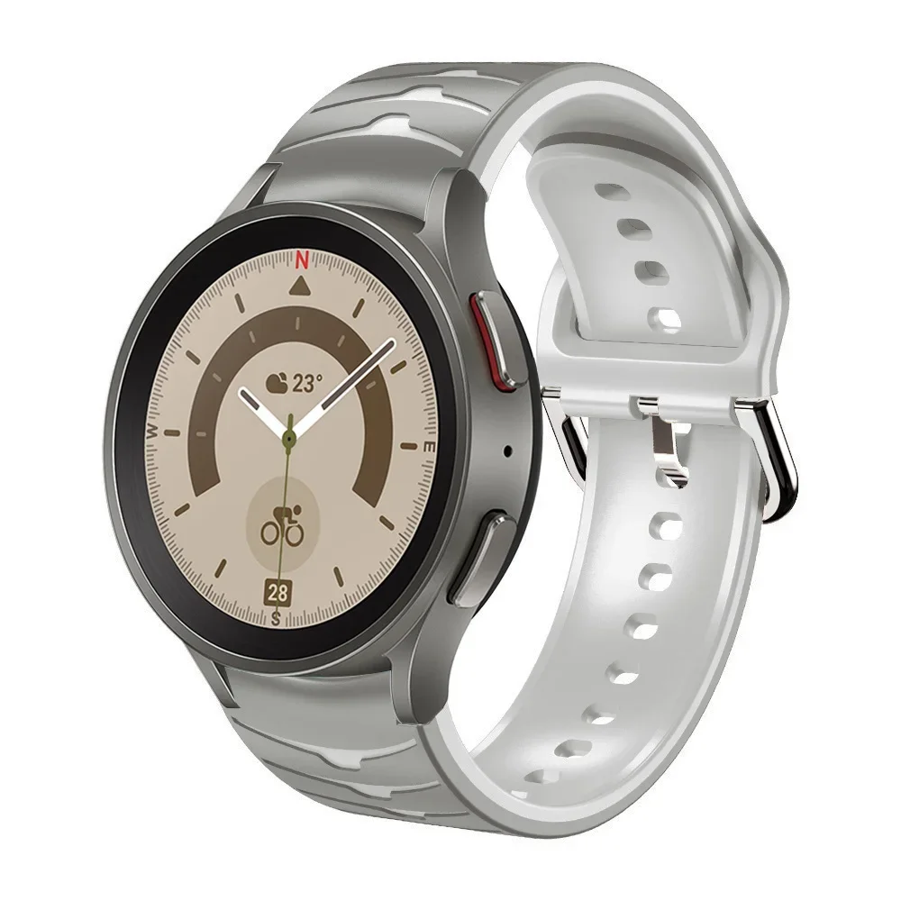Pulseira de silicone de duas cores para samsung galaxy watch 5 pro fe/7/6/5/4 40mm 44mm sem lacuna pulseira cinto relógio 6 clássico 47mm 43mm banda